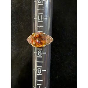 Spessartite Orange Garnet Sterling Silver 925 Pale Pink Druzy Ring Size 10